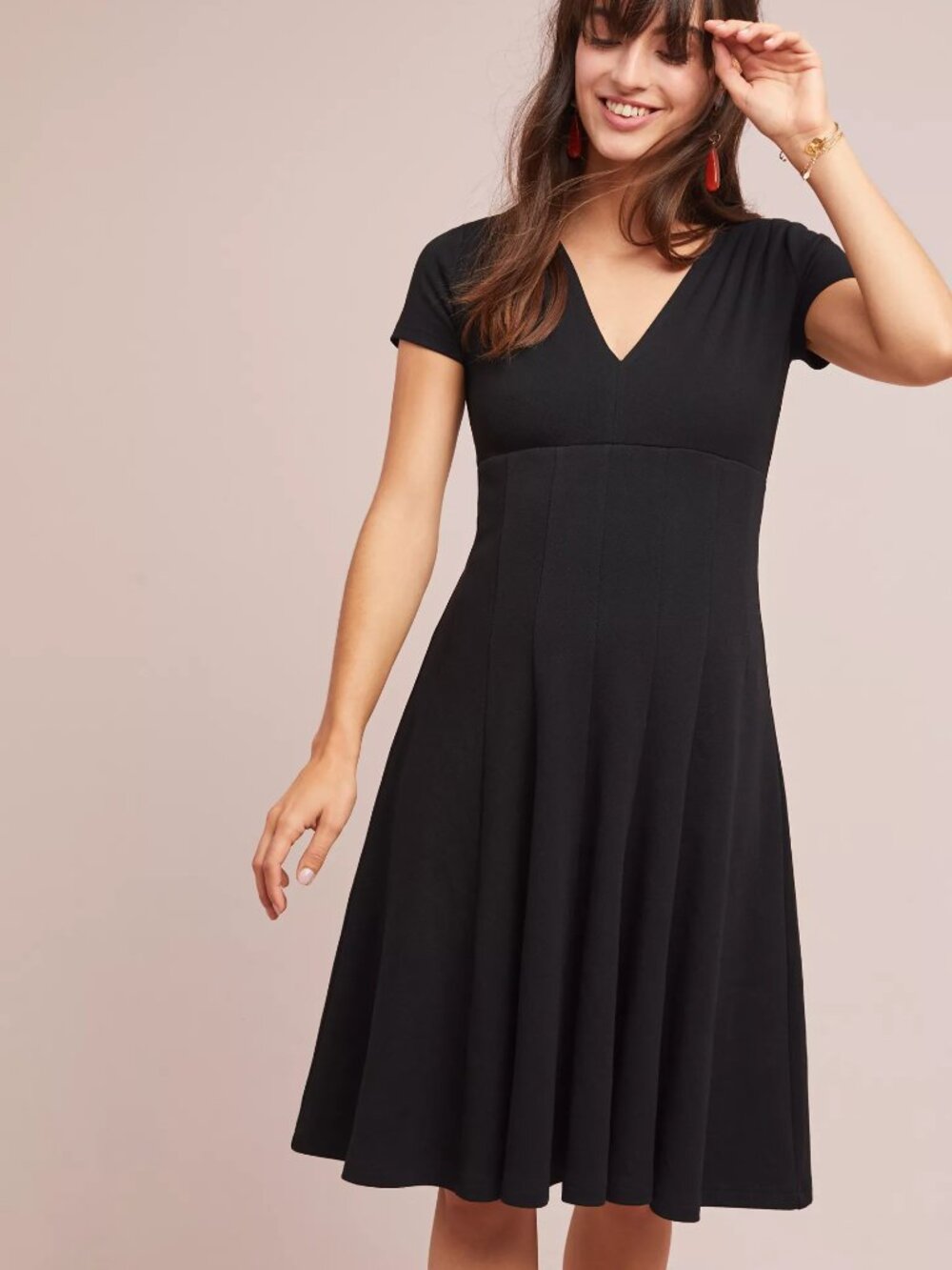 Maeve Anthropologie Lincoln Center Dress V-neckline and a pleated fit-and-flare